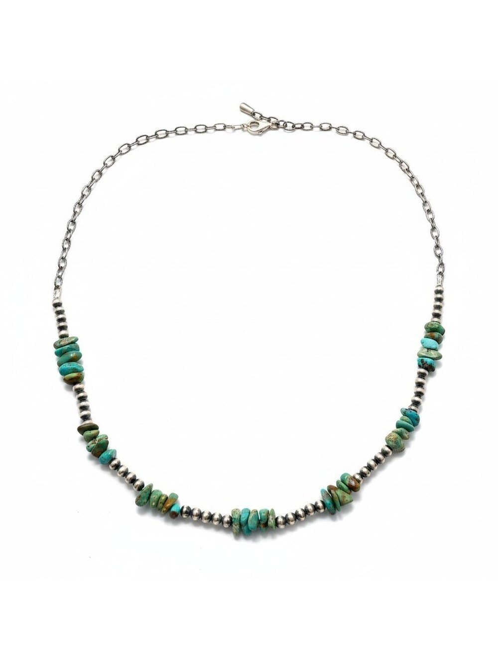 Genuine Carico Lake Turquoise & Sterling Silver 16" Necklace